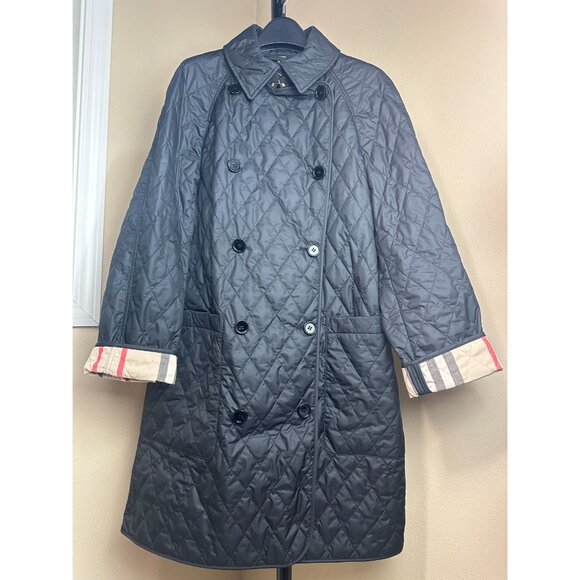 Burberry Women's Tything Diamond Quilted Double Breasted Coat M - Picture 4 of 11